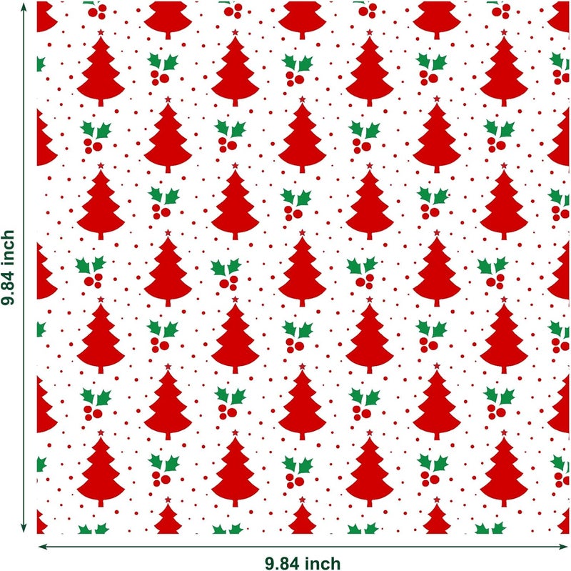 Ocmoiy 100 Sheets Christmas Wax Paper 10" x 10" Sandwich Wrapping Paper, Colored Decorative Deli Parchment Food Basket Liners for Wrapping Holiday Treats, Candy, Cookies (Xmas Tree & Holly Leave) - Image 2